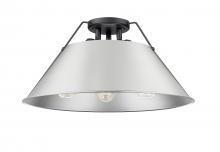  3306-3FM BLK-PW - Orwell BLK 3 Light Flush Mount in Matte Black with Pewter shade